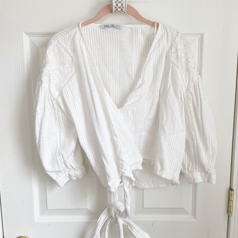 Zara Cotton Tie Front Top
